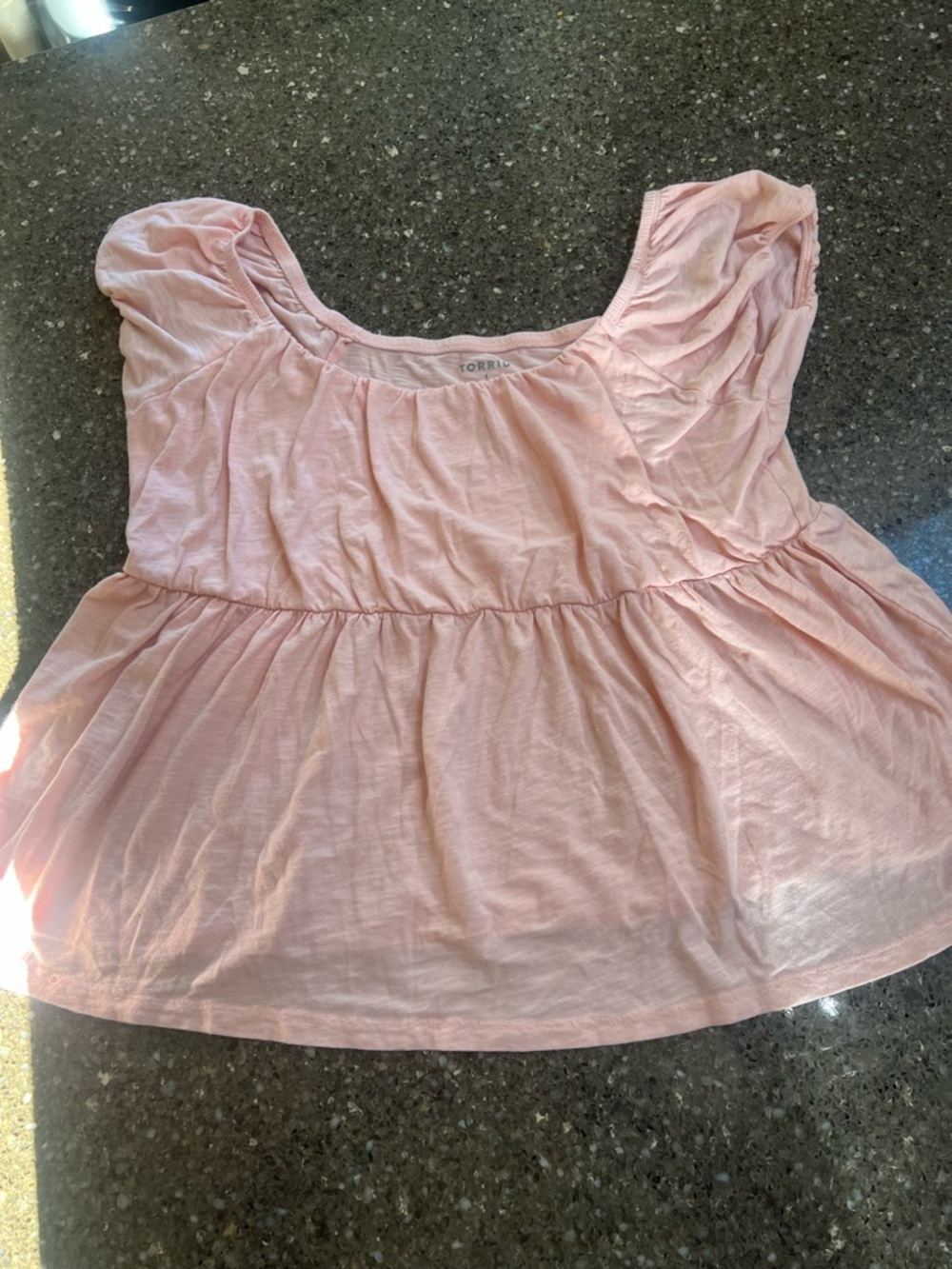 Torrid Pale Pink Scoop Neck Lightweight Babydoll Top Size 1 Flowy Fairy Summer